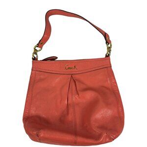 Coach Ashley Womens Leather Shoulder Bag In Red With Gold Accents